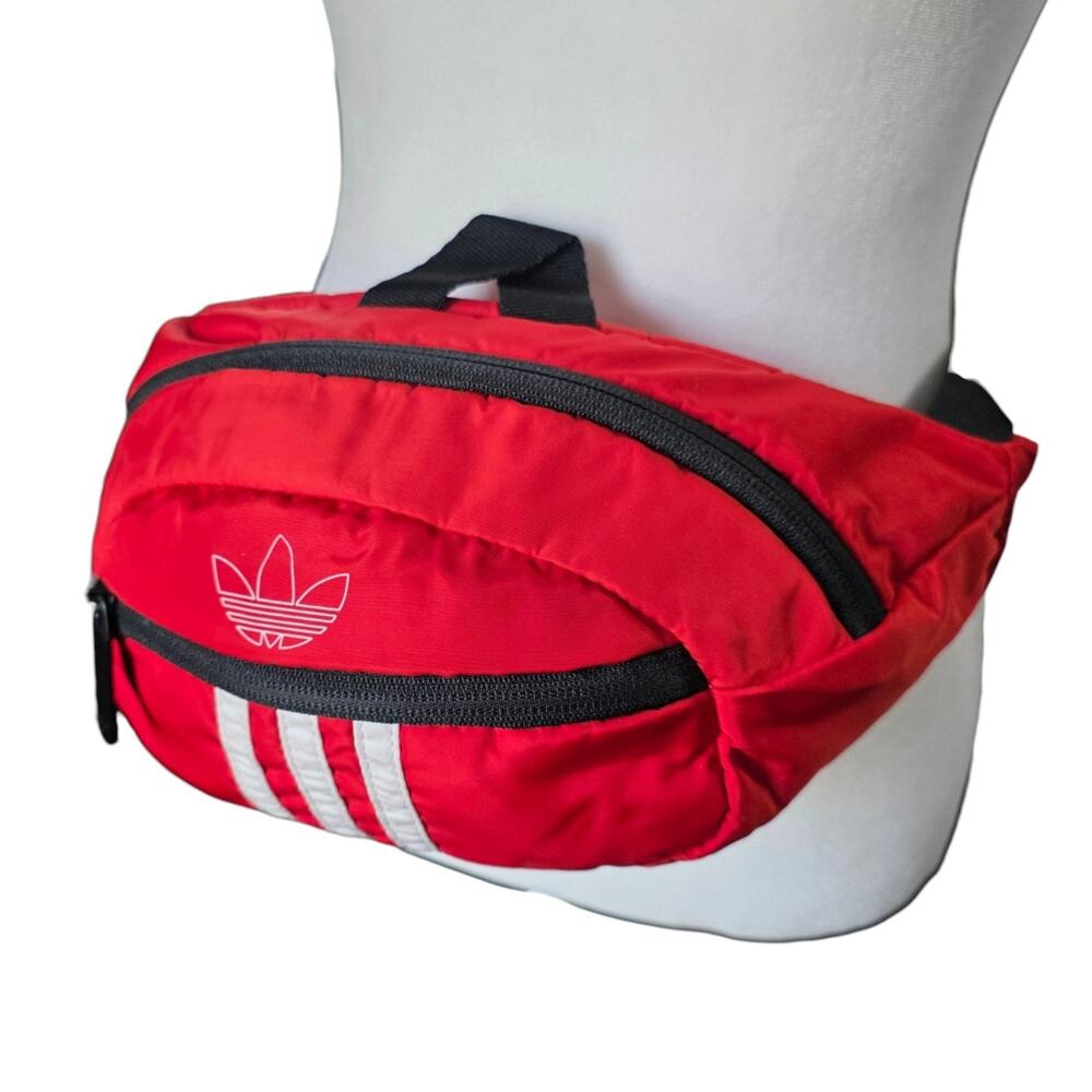 Adidas Originals Red Waist Pack Fanny Pack Trefoil 3 Stripe Hip Bag Vintage Styl
